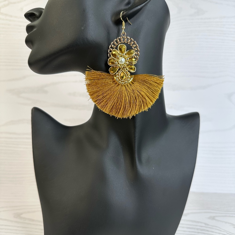 New handmade‎ Elegant Gold Tassel Earrings 14k gold platted